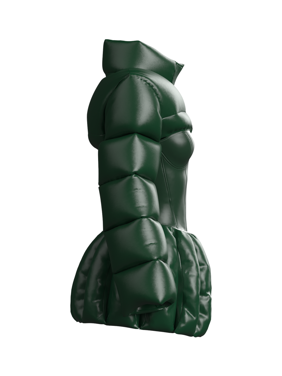 Corset Puffy Jacket GREEN – DRESSX / More Dash Inc. dba DRESSX