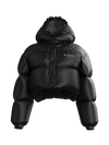 Crop Lettering Puffy Jacket BLACK