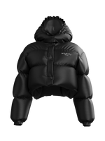 Crop Lettering Puffy Jacket BLACK
