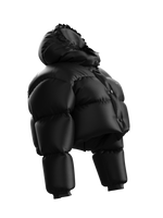 Crop Lettering Puffy Jacket BLACK