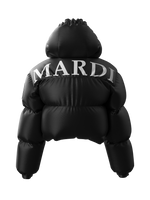 Crop Lettering Puffy Jacket BLACK