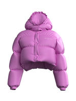 Crop Lettering Puffy Jacket PINK