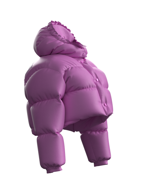 Crop Lettering Puffy Jacket PINK