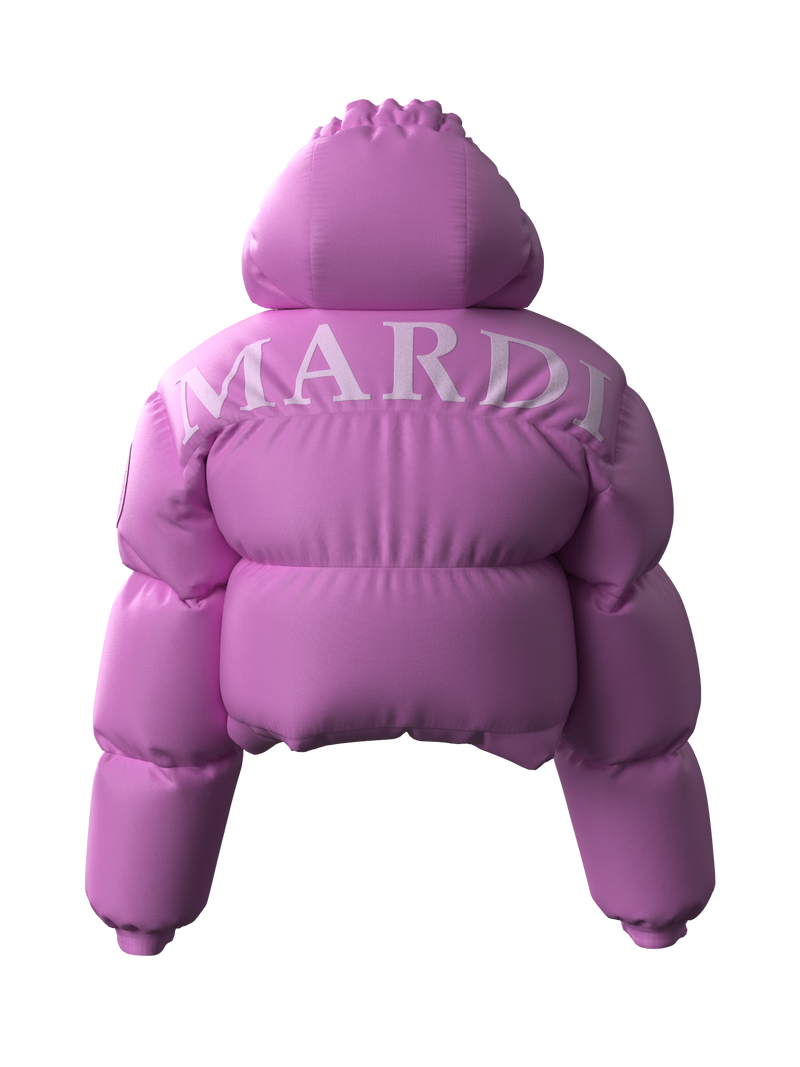 Crop Lettering Puffy Jacket PINK