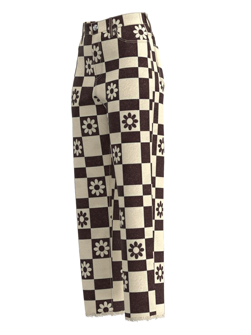Pacsun Flower Checkerboard Jeans