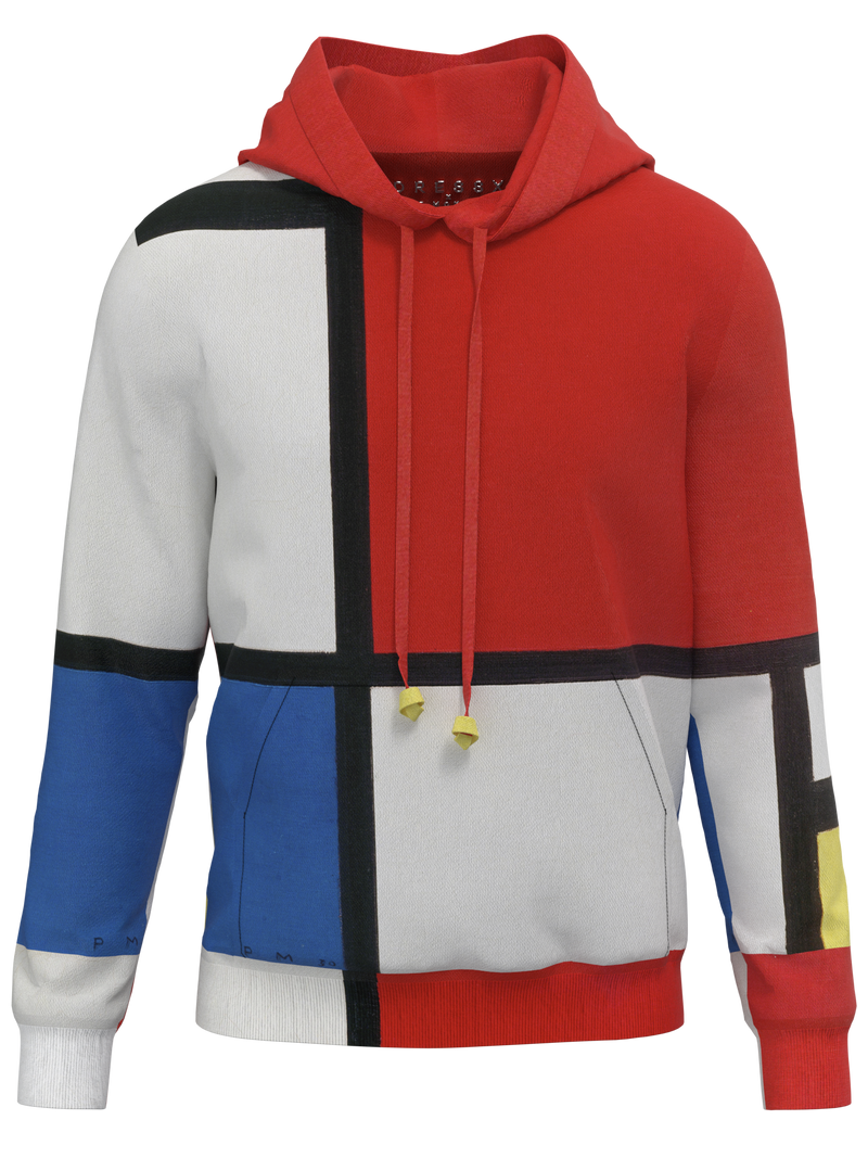 Hoodie-Composition with Red, Blue and Yellow