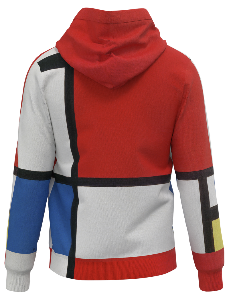 Hoodie-Composition with Red, Blue and Yellow