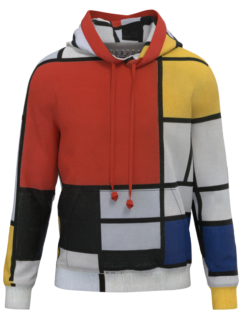 Hoodie-Composition with Red, Yellow, Blue and Black