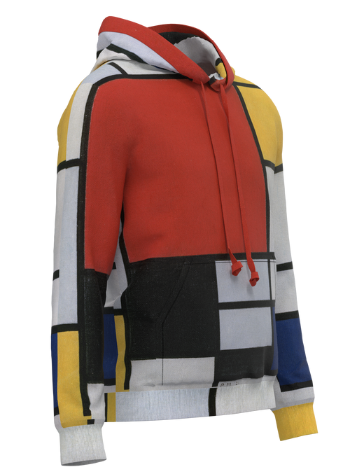 Hoodie-Composition with Red, Yellow, Blue and Black