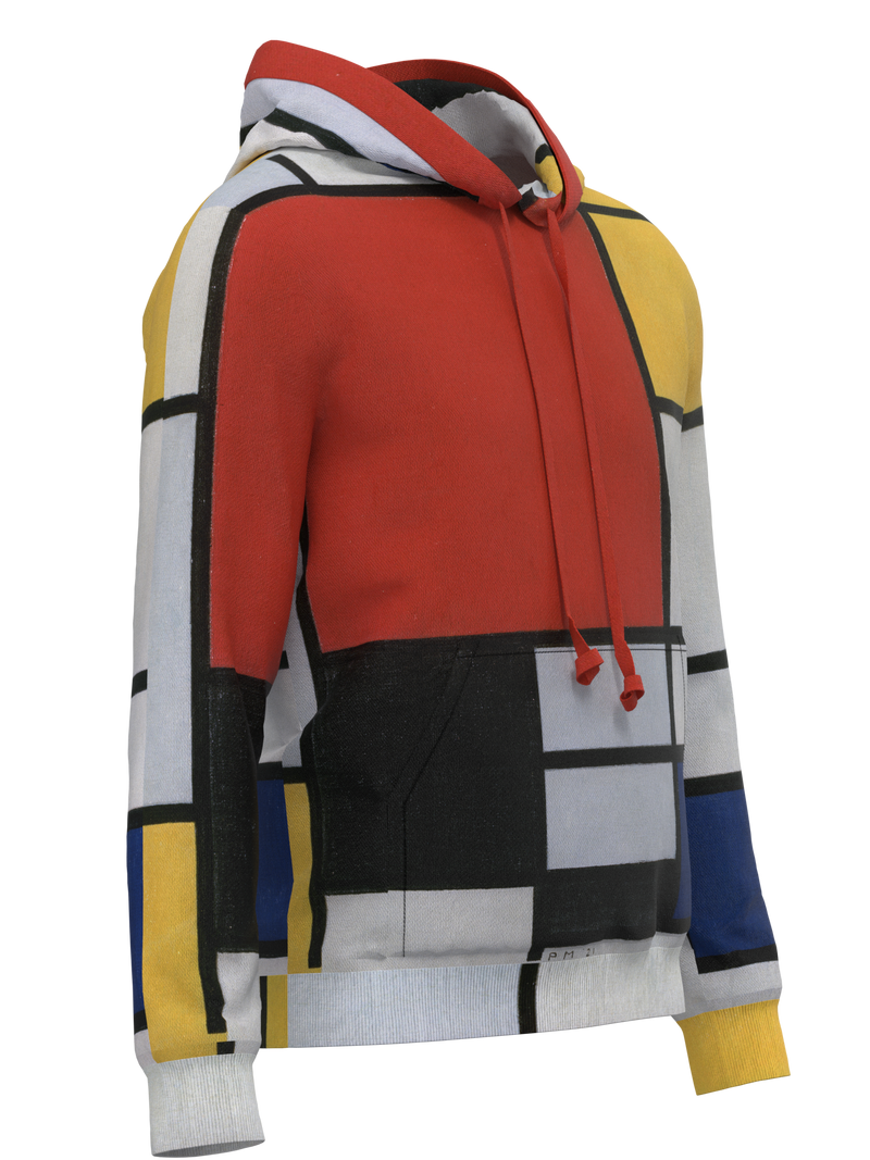 Hoodie-Composition with Red, Yellow, Blue and Black