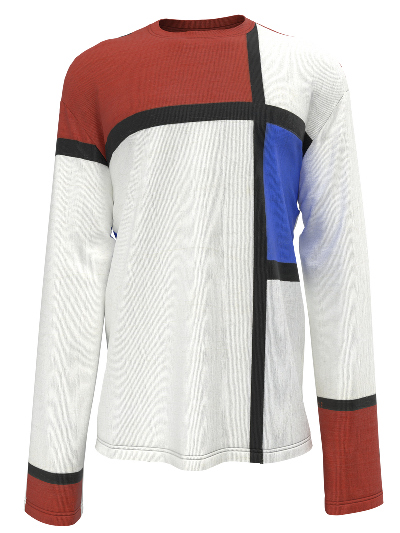 Longsleeve T-Shirt- Composition No. II with Red and Blue