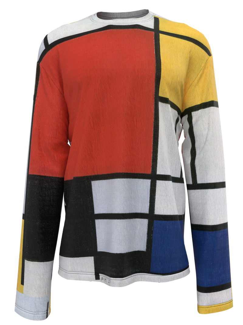 Longsleeve T-Shirt-Composition with Red, Yellow, Blue and Black