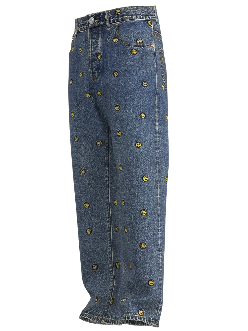 Pacsun Smiley Face Embroidery Jeans