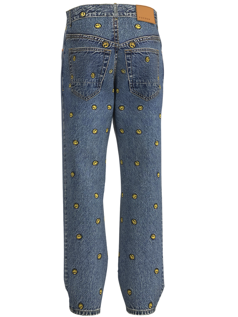 Pacsun Smiley Face Embroidery Jeans
