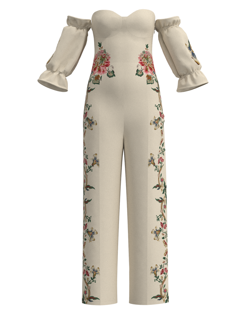 Jumpsuit ivory trellis