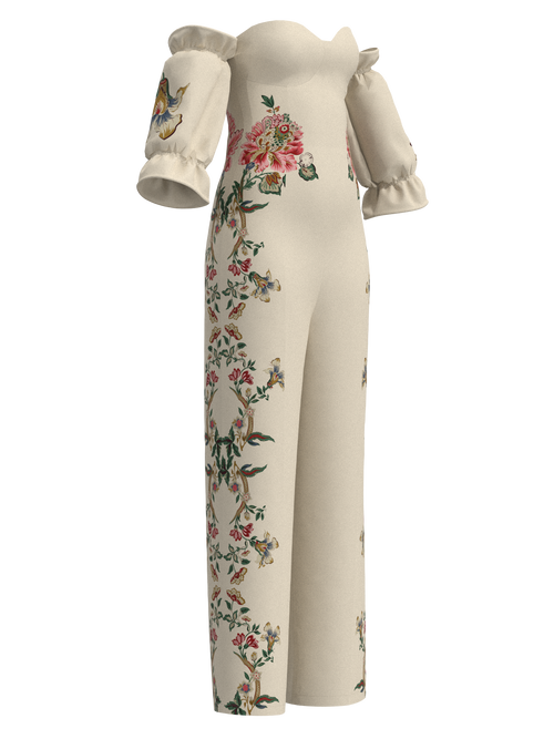 Jumpsuit ivory trellis