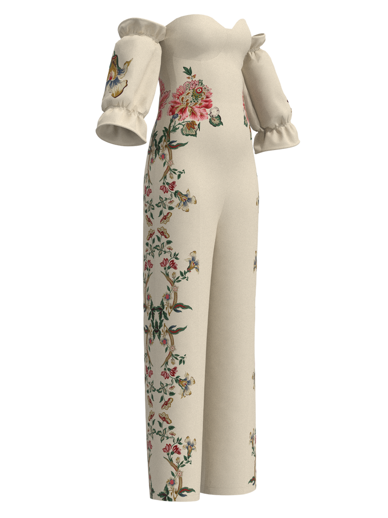 Jumpsuit ivory trellis