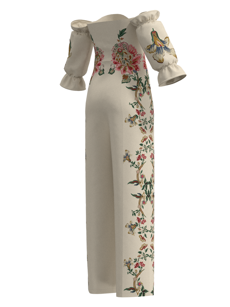 Jumpsuit ivory trellis