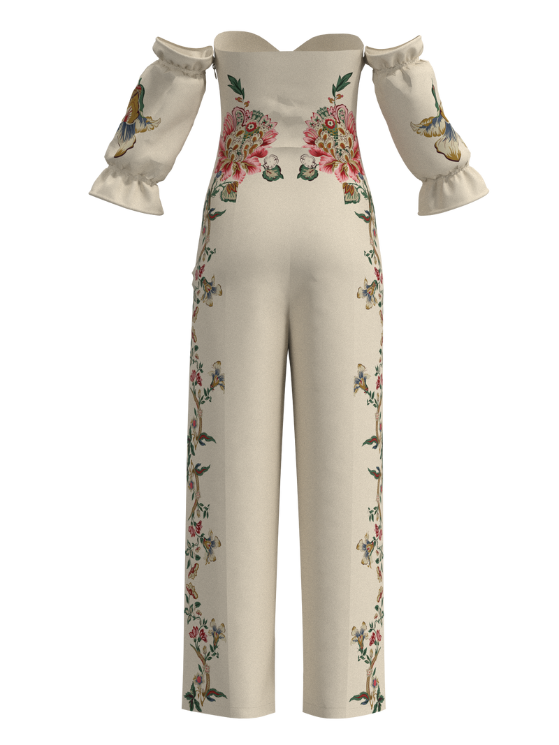 Jumpsuit ivory trellis