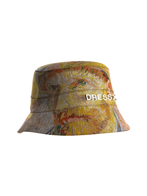 Bucket Self-Portrait with a Straw Hat