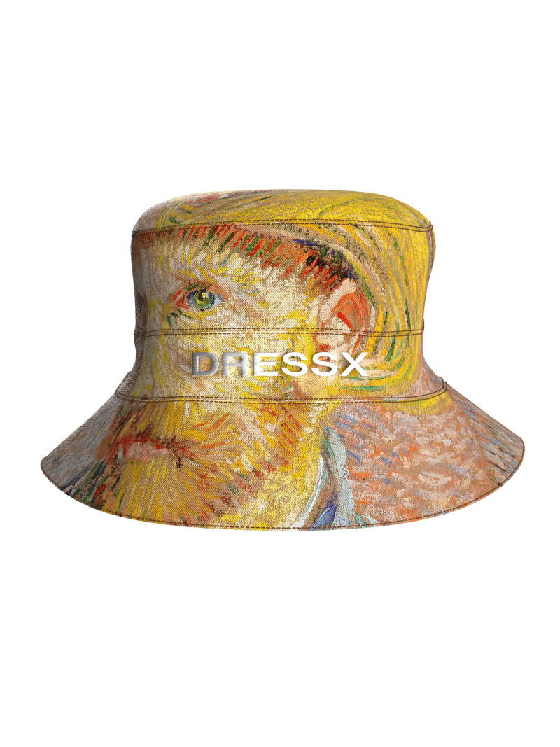 Bucket Self-Portrait with a Straw Hat