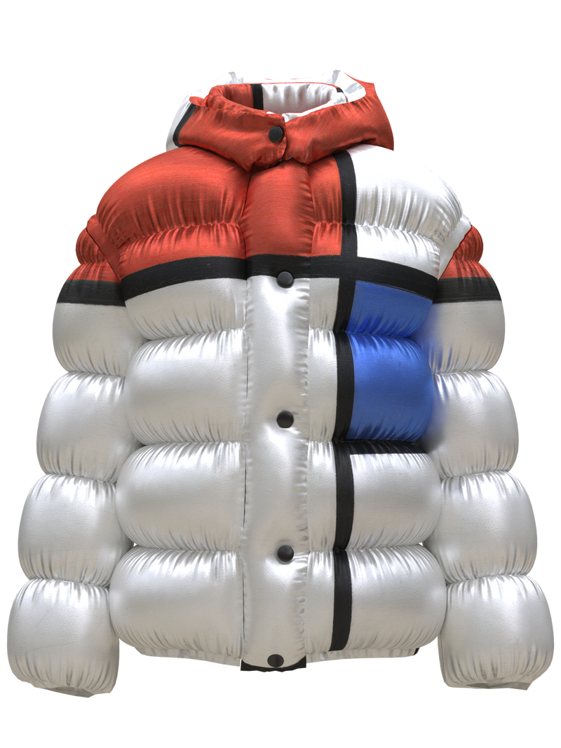 Puffer- Composition No. II with Red and Blue