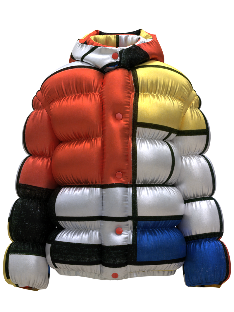 Puffer-Composition with Red, Yellow, Blue and Black