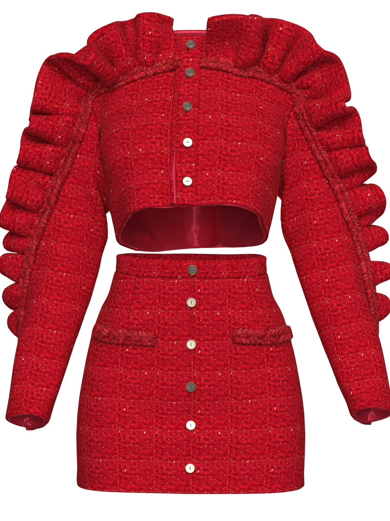 RED TWEED SUIT