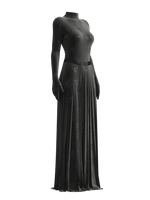 Satin Pleats Skirt BLACK