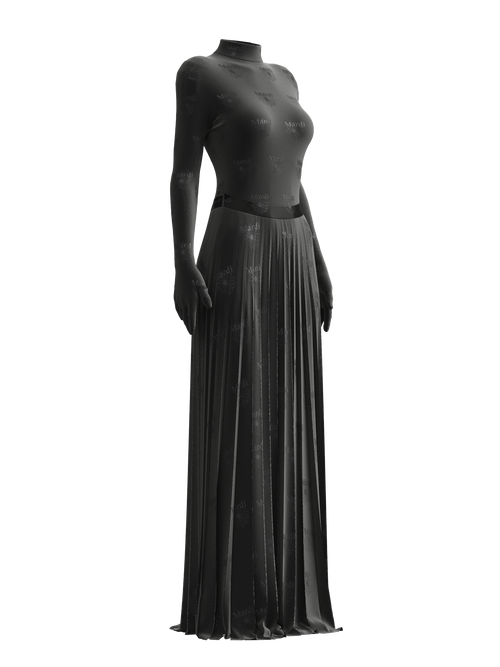 Satin Pleats Skirt BLACK