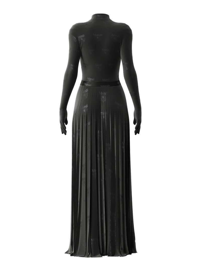 Satin Pleats Skirt BLACK