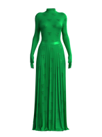 Satin Pleats Skirt GREEN