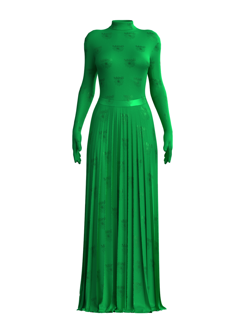 Satin Pleats Skirt GREEN