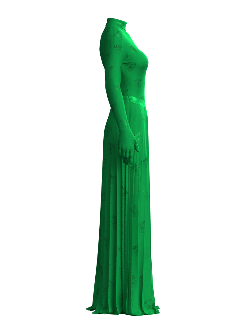 Satin Pleats Skirt GREEN