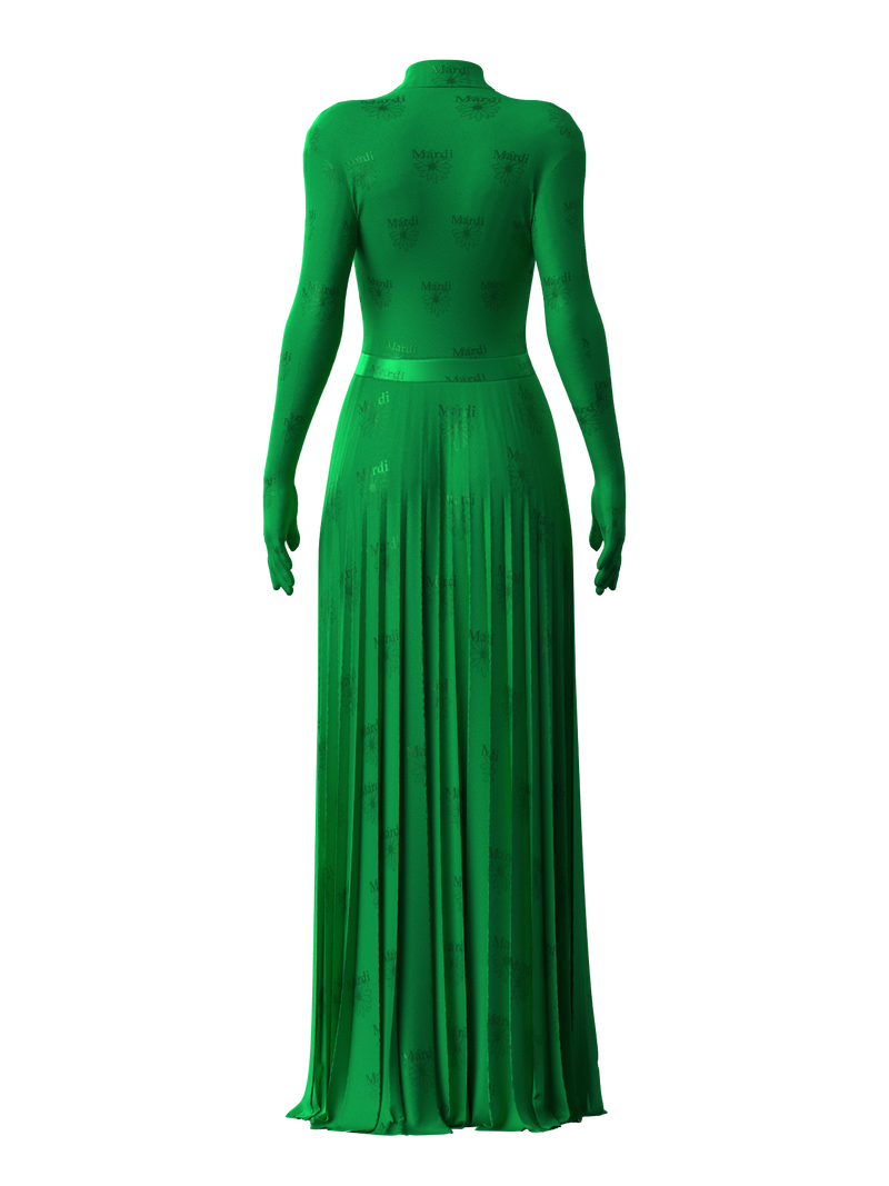 Satin Pleats Skirt GREEN
