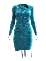 Satin Shirring One-Piece BLUE