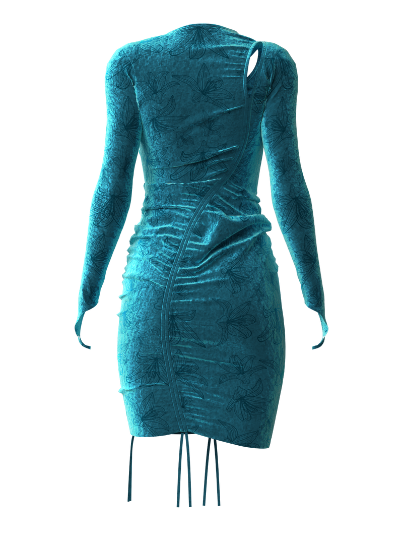 Satin Shirring One-Piece BLUE