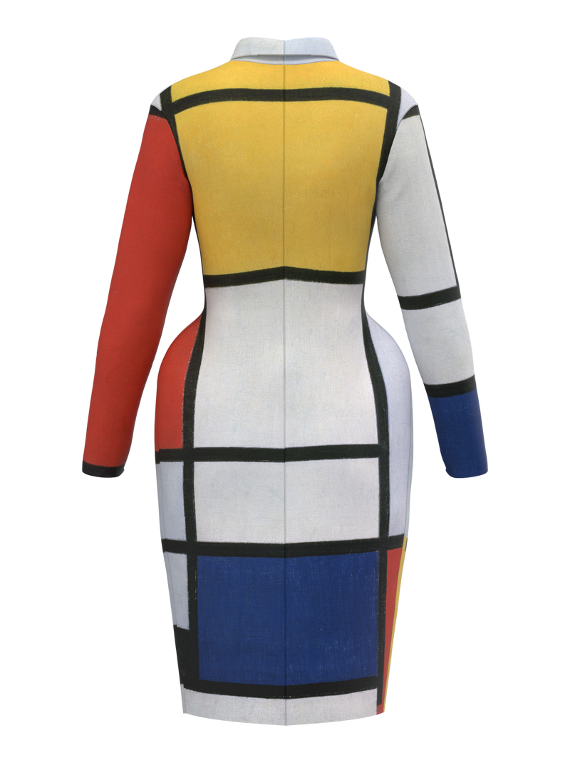 Space Dress-Composition with Red, Yellow, Blue and Black