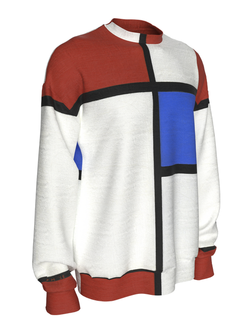 Sweatshirt-Composition No. II with Red and Blue