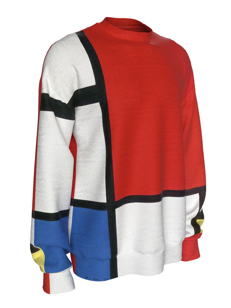 Sweatshirt-Composition with Red, Blue and Yellow