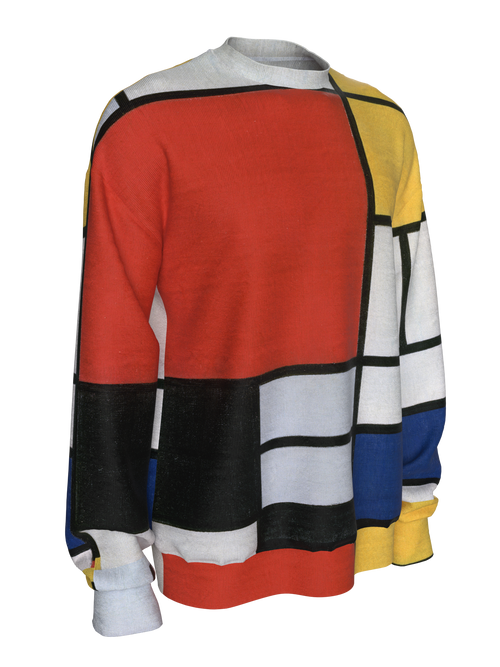 Sweatshirt-Composition with Red, Yellow, Blue and Black