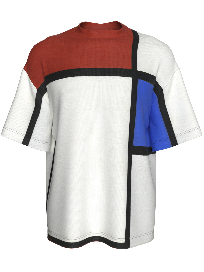 T-Shirt-Composition No. II with Red and Blue