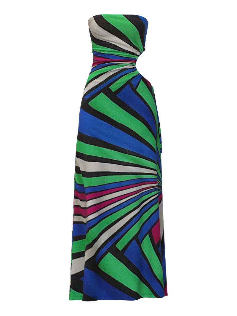Vintage Y2K Geometric Cutout Maxi Dress