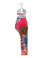 Vintage Y2K Abstract Cutout Maxi Dress