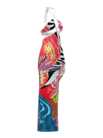 Vintage Y2K Abstract Cutout Maxi Dress