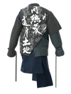 YMDH: Multi-layers Floating Calligraphy Contrast Denim Monk Blazer Suit Jacket