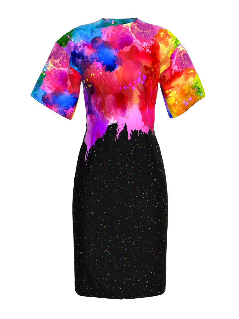 Dress - color splash on black