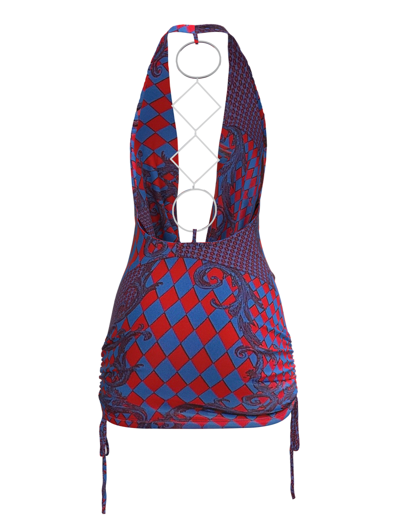 Vintage Y2K Harlequin Club Dress