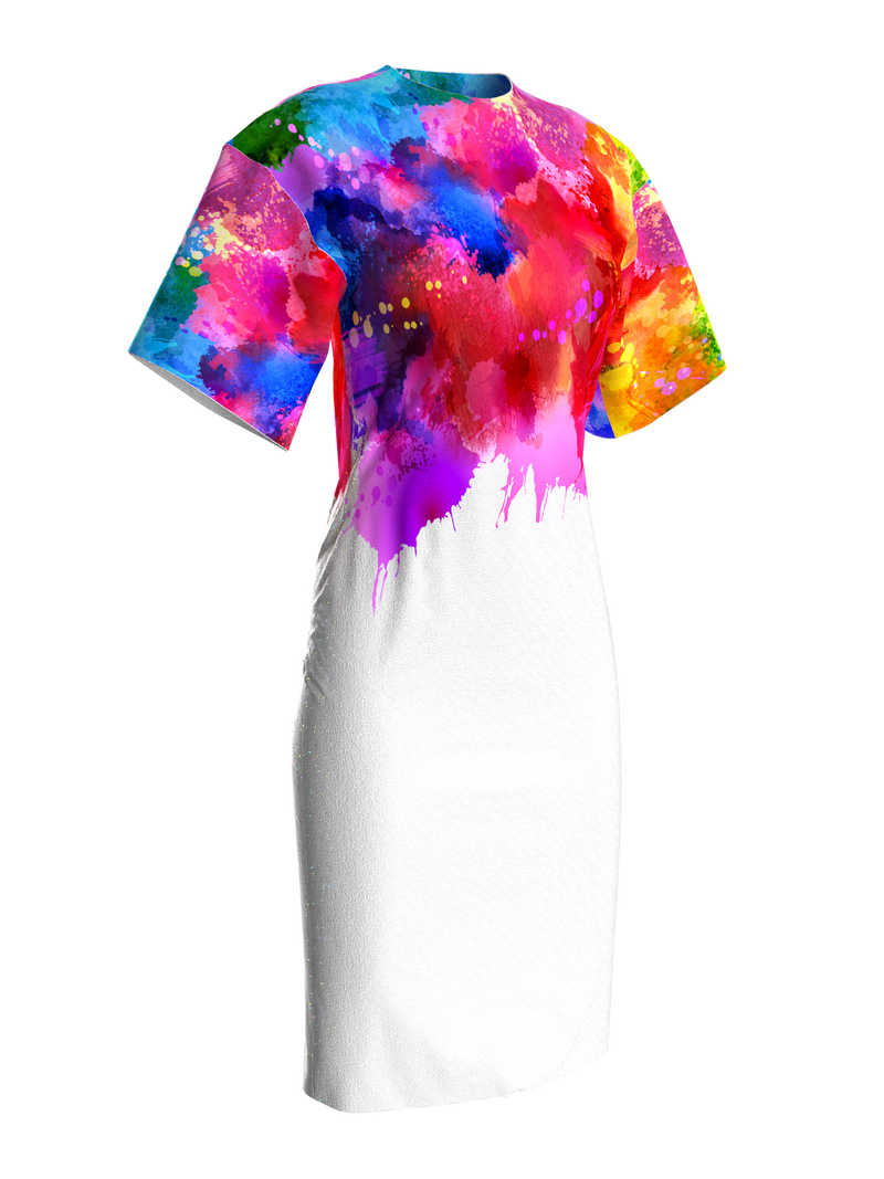 Dress - Color Splash On White Dress - Color Splash On White