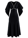 Black Crystal V neck Dress